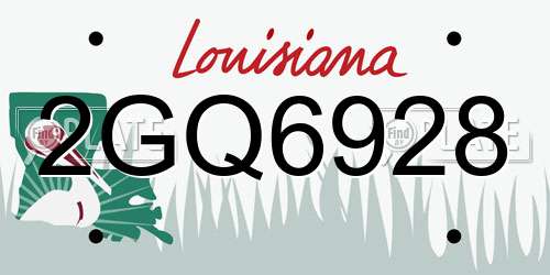 2GQ6928 Louisiana License Plate