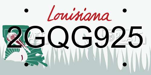 2GQG925 Louisiana License Plate
