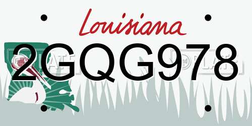 2GQG978 Louisiana License Plate