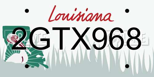 2GTX968 Louisiana License Plate