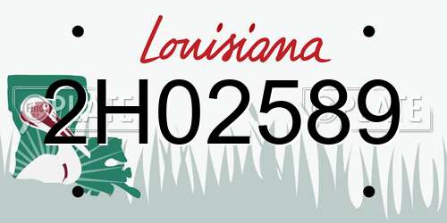 2H02589 Louisiana License Plate