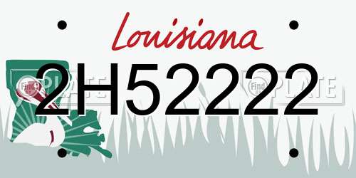 2H52222 Louisiana License Plate