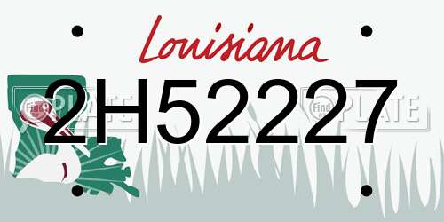 2H52227 Louisiana License Plate