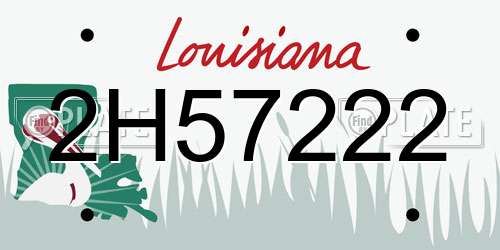 2H57222 Louisiana License Plate