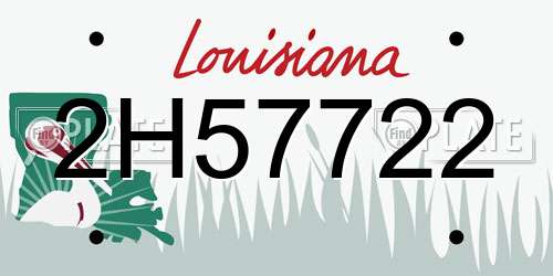 2H57722 Louisiana License Plate