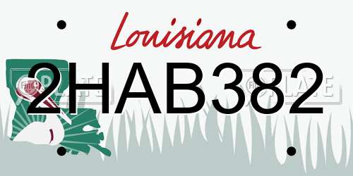 2HAB382 Louisiana License Plate