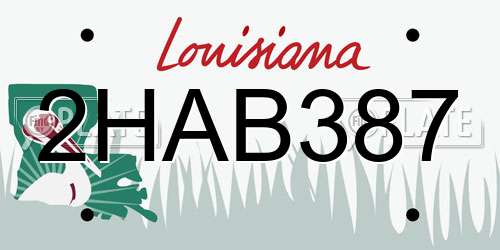 2HAB387 Louisiana License Plate