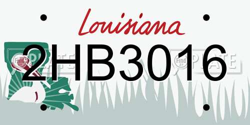 2HB3016 Louisiana License Plate