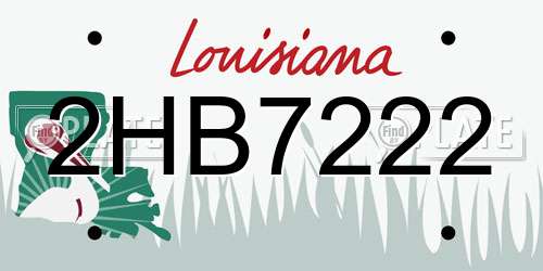 2HB7222 Louisiana License Plate