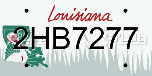 2HB7277 Louisiana License Plate