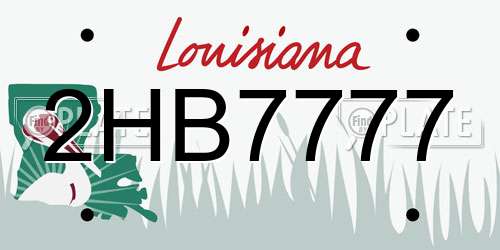2HB7777 Louisiana License Plate