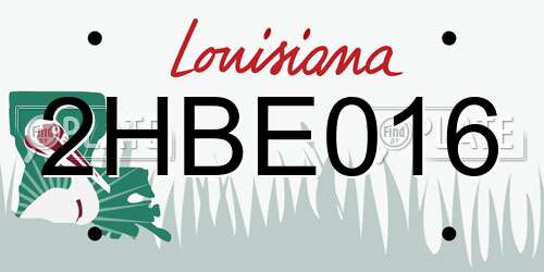 2HBE016 Louisiana License Plate