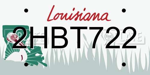2HBT722 Louisiana License Plate