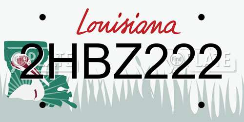 2HBZ222 Louisiana License Plate