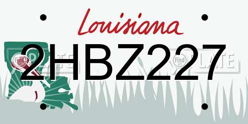 2HBZ227 Louisiana License Plate