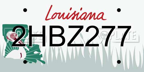 2HBZ277 Louisiana License Plate