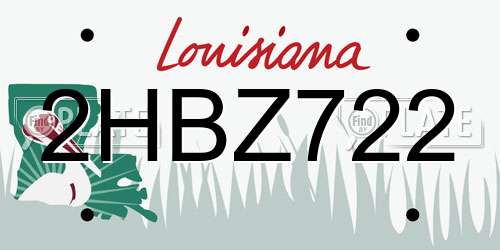 2HBZ722 Louisiana License Plate