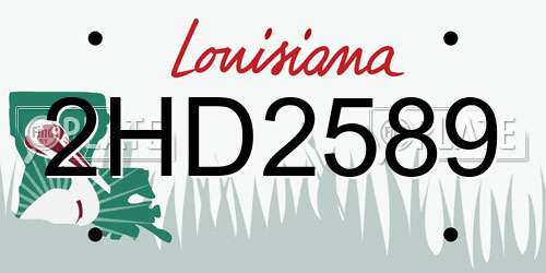 2HD2589 Louisiana License Plate