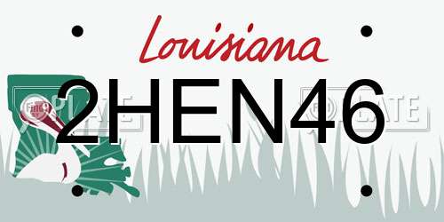 2HEN46 Louisiana License Plate