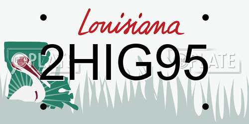 2HIG95 Louisiana License Plate