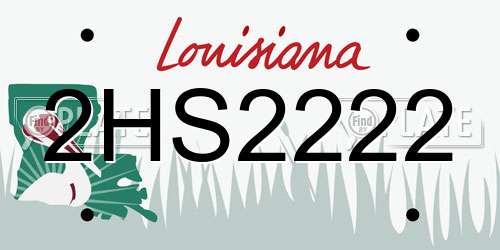 2HS2222 Louisiana License Plate