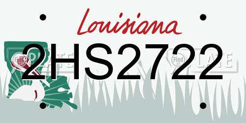 2HS2722 Louisiana License Plate
