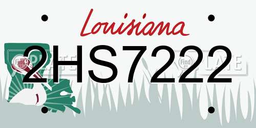 2HS7222 Louisiana License Plate