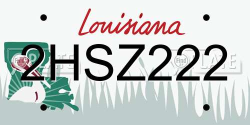 2HSZ222 Louisiana License Plate
