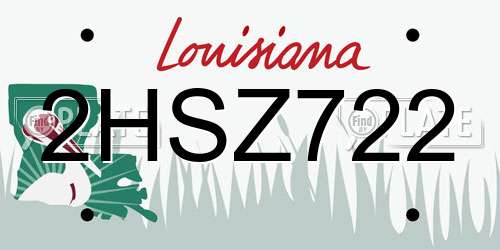 2HSZ722 Louisiana License Plate