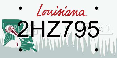 2HZ795 Louisiana License Plate
