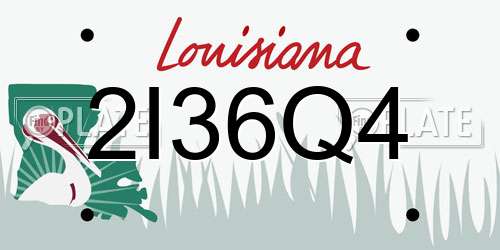 2I36Q4 Louisiana License Plate