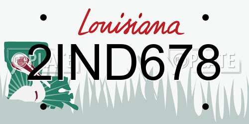 2IND678 Louisiana License Plate