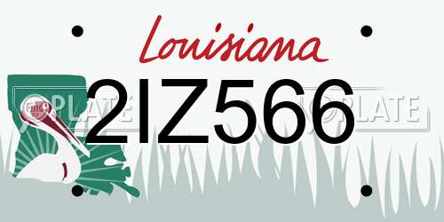 2IZ566 Louisiana License Plate