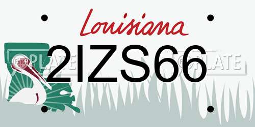2IZS66 Louisiana License Plate