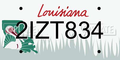 2IZT834 Louisiana License Plate