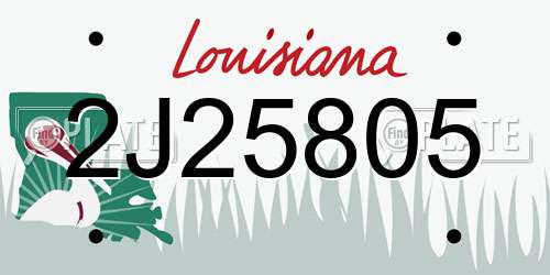 2J25805 Louisiana License Plate