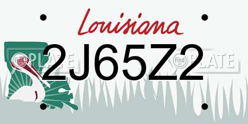 2J65Z2 Louisiana License Plate