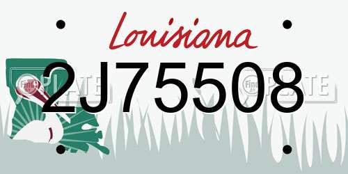 2J75508 Louisiana License Plate