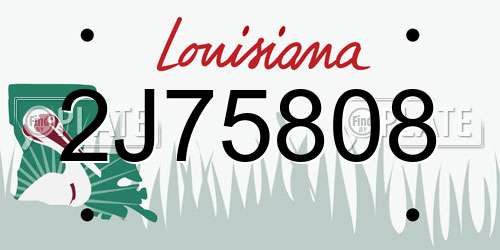 2J75808 Louisiana License Plate