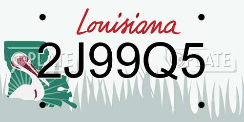 2J99Q5 Louisiana License Plate
