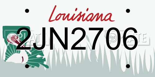 2JN2706 Louisiana License Plate