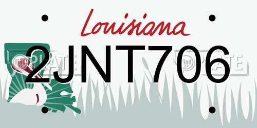2JNT706 Louisiana License Plate