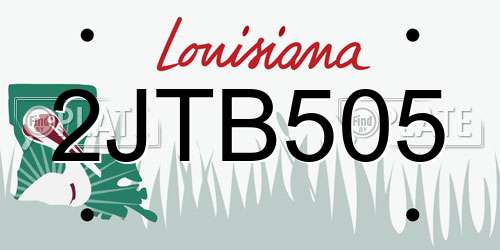 2JTB505 Louisiana License Plate