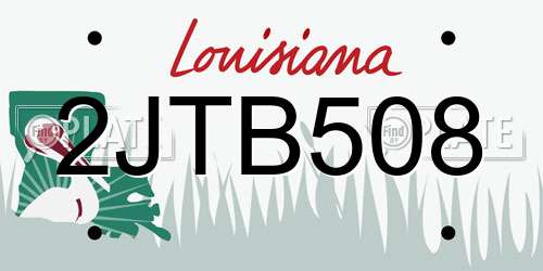 2JTB508 Louisiana License Plate