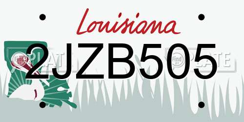 2JZB505 Louisiana License Plate