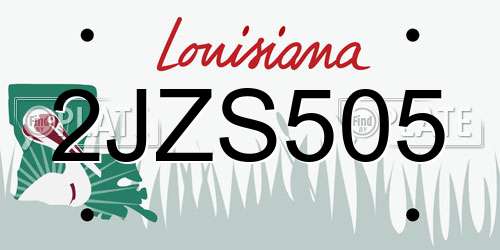 2JZS505 Louisiana License Plate