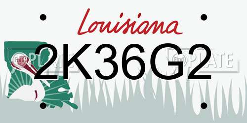 2K36G2 Louisiana License Plate