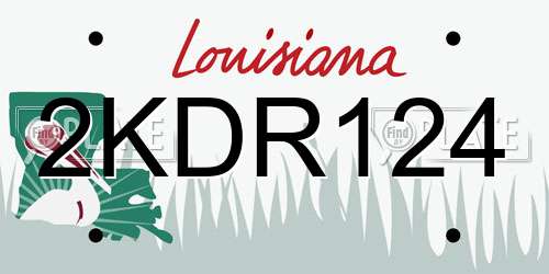 2KDR124 Louisiana License Plate