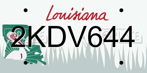 2KDV644 Louisiana License Plate