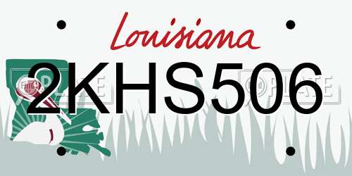 2KHS506 Louisiana License Plate